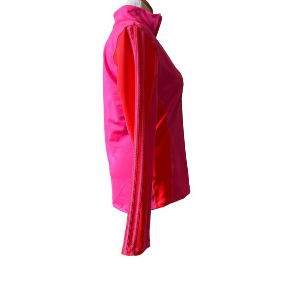 Adidas Women's Climalite Essentials Quarter-Zip Top Solar Pink/Solar Red Medium - Picture 4 of 6